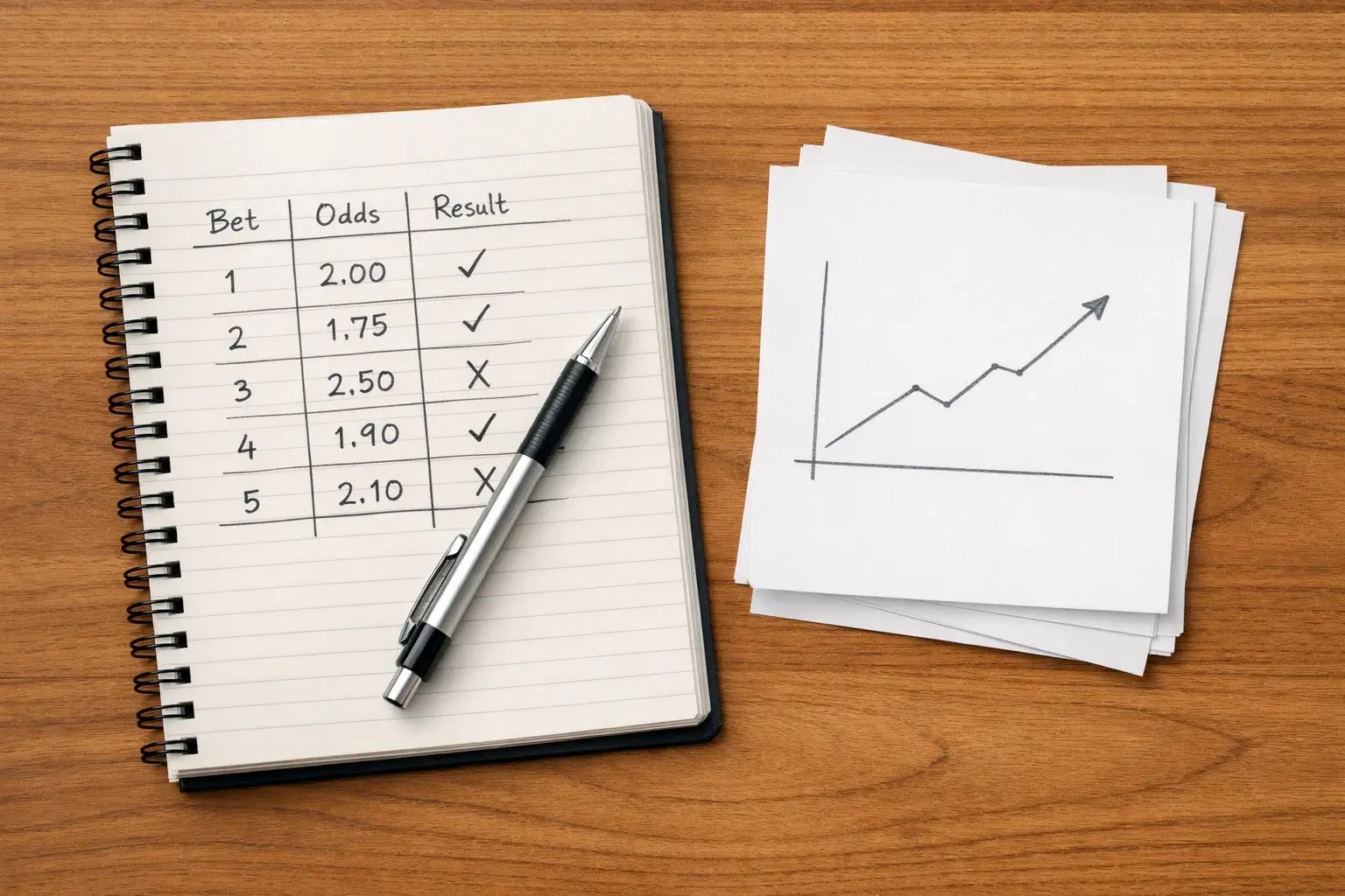 Bankroll management notitieboek met unit sizing berekening voor voetbalwedders